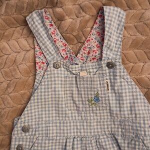 Oshkosh Gingham Blue White Overall Dress for Kids size 3/3T